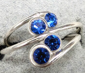 $60 Silver 2 Crystal Ring Ring