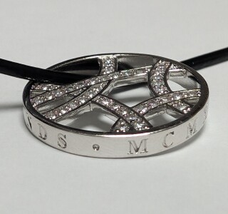 $40 Silver Diamond And Cz With Leather Cord Necklace