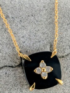 $200 Silver Natural Diamond And Black Onyx 3Ct 18-20" Necklace