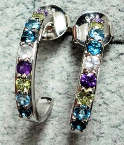$160 Silver Genuine Gemstone Earrings