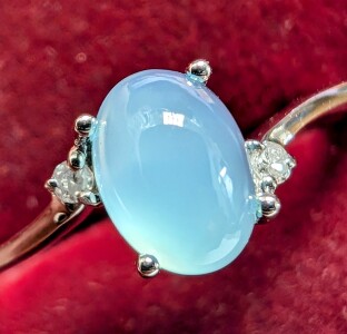 $200 Silver Chaceldony And Diamond 0.02Ct Ring