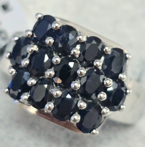 $300 Silver Blue Sapphire 3.15Ct 5.05G Ring
