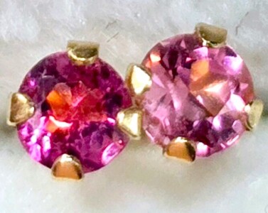 $240 10K Pink Tourmaline 3Mm Earrings