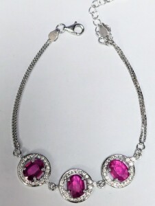 $400 Silver Ruby 4.5Ct 7.5" Bracelet