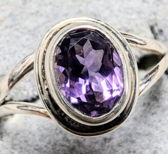 $160 Silver Amethyst 1Ct Ring