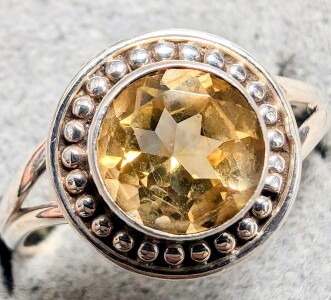 $160 Silver Citrine 1Ct Ring