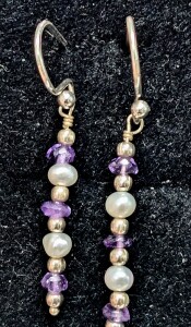 Silver Amethyst And Pearl Earrings