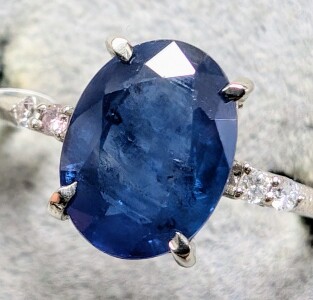 $2300 10K 1.6G Blue Sapphire 1Ct + Dia 0.02Ct Ring