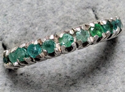 $240 Silver Natural Emerald 1Ct Full Eternity Ring