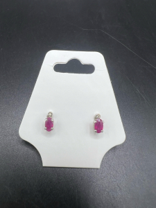 14K Silver And Ruby Earrings