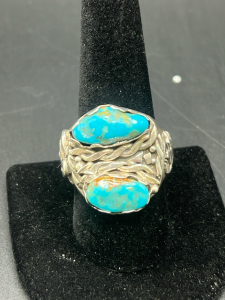$175 Sterling Silver And Turquoise Ring- Size 10.5