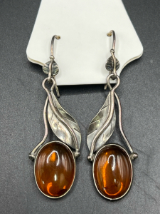 Sterling And Amber Earrings