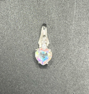 10K Silver And CZ Pendant For Necklace
