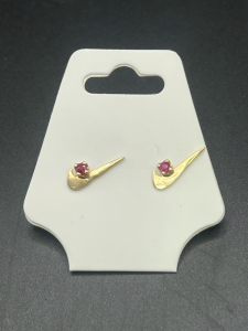 14K Gold And Ruby Nike Symbol Earrings