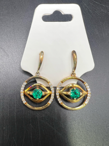 Emerald Green Eye Earrings- Cant Authenticate