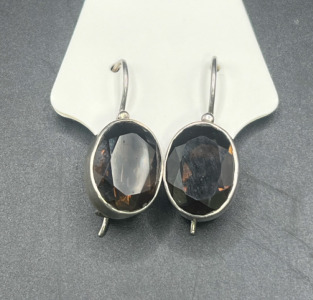 Sterling Silver And Smokey Quartz Earrings