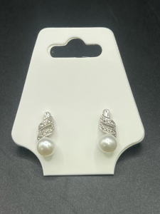 10K Silver And Pearl Earrings