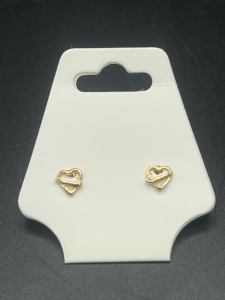 14K Gold Heart With Nike Symbol Earrings