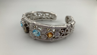 Judith Ripka Multi Gemstone Sterling Silver Cuff Bracelet - 6