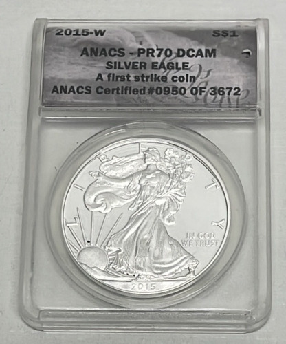 2015 1oz. Fine Silver, Silver Eagle (First Strike Coin) W/ ANACS Certification (Carded)