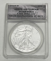 2015 1oz. Fine Silver, Silver Eagle (First Strike Coin) W/ ANACS Certification (Carded)