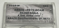2015 1oz. Fine Silver, Silver Eagle (First Strike Coin) W/ ANACS Certification (Carded) - 4