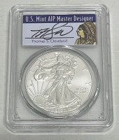 2020 1oz. Fine Silver, Silver Eagle Coin (Signed By Thomas Cleveland) (First Strike) W/ Certification (Carded)
