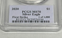 2020 1oz. Fine Silver, Silver Eagle Coin (Signed By Thomas Cleveland) (First Strike) W/ Certification (Carded) - 3