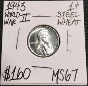 1943 World War II Gem Steel Wheat Penny