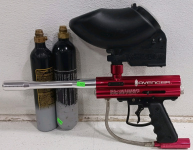 (4) Paintball Essentials - (1) Avenger Paintball Marker (1) Hopper (2) CO2 Tanks