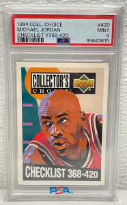 1994 UD Collectors Choice &ldquo;Michael Jordan&rdquo; Checklist #368-420 #420 PSA Graded MINT 9 (Carded)
