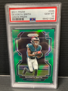 2021 Prizm Devonta Smith Green Prizm w/PSA Grade Gem MT 10
