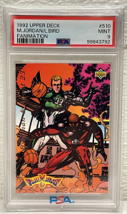 1992 Upper Deck &ldquo;M. Jordan/L. Bird&rdquo; Fanimation #510 PSA Graded MINT 9 (Carded)