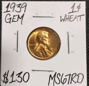 1939 MS67RD Red Gem Wheat Copper Penny