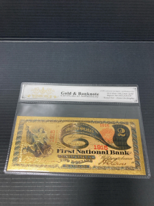 99.9 Pure Gold Flake $Two Dollar Banknote w/ COA