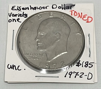 Eisenhower Dollar Coin Dated 1972-D (Carded)