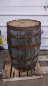 27"x 27"x 35" Vintage Wine Barrel