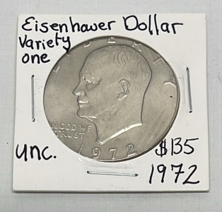 Eisenhower Dollar Coin Dated 1972 (Carded, And Uncirculated)