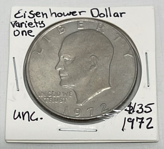 Eisenhower Dollar Coin Dated 1972 (Carded, And Uncirculated)