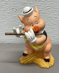 1994 Walt Disney Classics Collection Three Little Pigs &ldquo;I Toot My Flute, I Don&rsquo;t Give A Hoot&rdquo; 5&rdquo; Tall Figurine In Original Box W/ C.O.A.