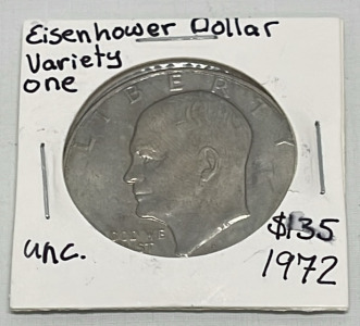 Eisenhower Dollar Coin Dated 1972 (Carded, And Uncirculated)