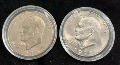 (2) Eisenhower $1 Coins 1964-1978