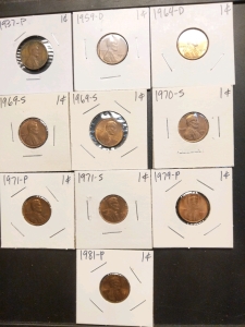 1937-1981 Pennies (10)