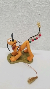 Walt Disney Collection- 1996 Holiday Annual Ornament- Pluto's Christmas Tree- Pluto Helps Decorate 4&rdquo; Tall Figurine In Original Box, and Packaging. COA Included