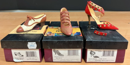 (1) Just The Right Shoe "Brogue Ballyhoo" Item#25416 (1) Just The Right Shoe "Afternoon Strool" Item#25164 (1) Just The Right Shoe "Heavy Metal" Item#25370