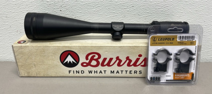 Burris Fullfield II 6.5-20x50 Rifle Scope And Leupold Ringmounts 1&rdquo; Super High (Ruger/Sako) New In Original Packaging