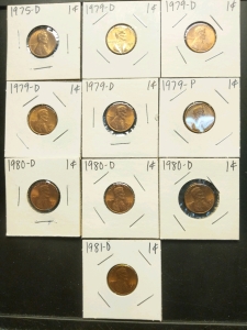 1975-1981 Pennies (10) D and P Series