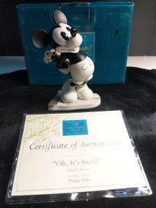 Walt Disney Collectors Society Membership Sculpture 1998 "Oh It's Swell!" Mickey Mouse 'Puppy Love' With Signed Certificate of Authenticity