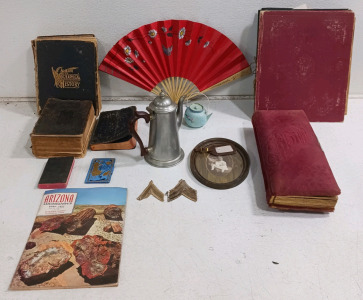 (14) Antique & Collectible Items - Books, Fan, Pewter, & More!!