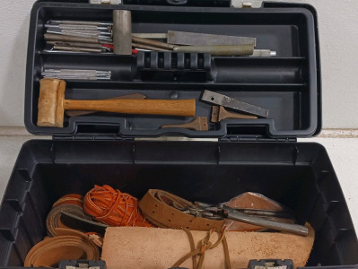(1) Stanley Toolbox w/ Leather Crafting Supplies